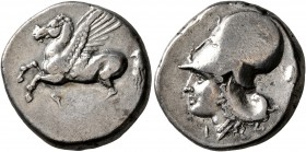 CORINTHIA. Corinth. Circa 375-300 BC. Stater (Silver, 20 mm, 8.38 g, 6 h). Ϙ Pegasus flying left. Rev. I Head of Athena to left, wearing Corinthian he...