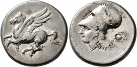 CORINTHIA. Corinth. Circa 375-300 BC. Stater (Silver, 21 mm, 8.44 g, 2 h). Ϙ Pegasus flying left. Rev. A-P Head of Athena to left, wearing laureate Co...