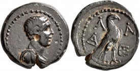 LAKONIA. Lakedaimon (Sparta). Circa 48-35 BC. Tetrachalkon (Bronze, 20 mm, 5.65 g, 11 h). Diademed and draped bust of Lakedaimon to right. Rev. Λ-A Ea...