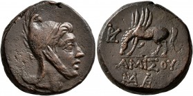 PONTOS. Amisos. Time of Mithradates VI Eupator, circa 85-65 BC. AE (Bronze, 22 mm, 12.56 g, 12 h). Head of Perseus to right, wearing Phrygian cap deco...