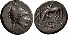 PONTOS. Chabacta. Time of Mithradates VI Eupator, circa 85-65 BC. AE (Bronze, 23 mm, 13.45 g, 11 h). Head of Perseus to right, wearing Phrygian helmet...