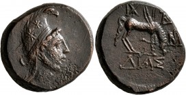 BITHYNIA. Dia. Time of Mithradates VI Eupator, circa 85-65 BC. AE (Bronze, 22 mm, 13.29 g, 11 h). Head of Perseus to right, wearing Phrygian helmet de...