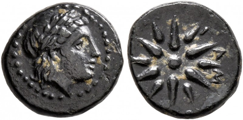 MYSIA. Gambrion. 4th century BC. Chalkous (Bronze, 10 mm, 1.07 g). Laureate head...
