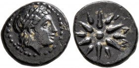 MYSIA. Gambrion. 4th century BC. Chalkous (Bronze, 10 mm, 1.07 g). Laureate head of Apollo to right. Rev. ΓAM Star. SNG Copenhagen 150-152. SNG Paris ...