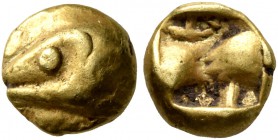 MYSIA. Kyzikos. Circa 600-550 BC. Myshemihekte – 1/24 Stater (Gold, 6 mm, 0.65 g). Head of a tunny to left. Rev. Rough incuse punch. Rosen 414. SNG Pa...