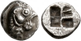 TROAS. Dardanos. Late 6-early 5th century BC. Obol (Silver, 8 mm, 0.64 g). Head of a rooster to right. Rev. Quadripartite incuse square. CNG E-Auction...