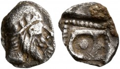 IONIA. Magnesia ad Maeandrum. Themistokles, circa 465-459 BC. Tetartemorion (Silver, 7 mm, 0.25 g, 8 h). Bearded head of Zeus to right, wearing tainia...