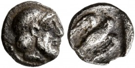 IONIA. Magnesia ad Maeandrum. Archepolis, after circa 459 BC. Tetartemorion (Silver, 6 mm, 0.21 g, 8 h). Bearded head of Zeus to right, wearing tainia...