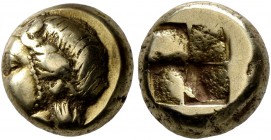 IONIA. Phokaia. Circa 478-387 BC. Hekte (Electrum, 9 mm, 2.56 g). Head of Io to left; below, [seal to right]. Rev. Quadripartite incuse square. Bodens...