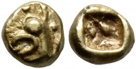 IONIA. Uncertain. Circa 650-600 BC. 1/48 Stater (Electrum, 5 mm, 0.29 g), Lydo-Milesian standard. Head of a griffin to left. Rev. Incuse square punch....
