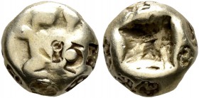 KINGS OF LYDIA. Alyattes II to Kroisos, circa 610-546 BC. Hemihekte – 1/12 Stater (Electrum, 7 mm, 1.16 g), Sardes. Head of a lion with sun and rays o...