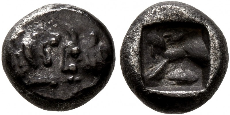 KINGS OF LYDIA. Kroisos. 1/12 Stater (Silver, 7 mm, 0.80 g), Sardes. Confronted ...
