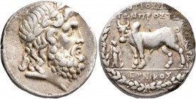 CARIA. Antioch ad Maeandrum. Circa 168-145. Tetradrachm (Silver, 25 mm, 16.23 g, 12 h), Eunikos, magistrate. Laureate head of Zeus to right. Rev. ANTI...