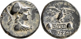 PHRYGIA. Apameia. Circa 88-40 BC. AE (Bronze, 22 mm, 8.43 g, 1 h), Antiphon, son of Menekles. Bust of Athena to right, wearing crested Corinthian helm...