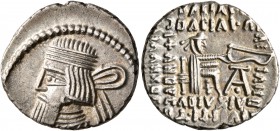 KINGS OF PARTHIA. Artabanos IV, circa 80-90. Drachm (Silver, 19 mm, 3.64 g, 12 h), Ekbatana. Diademed and draped bust of Artabanos IV to left. Rev. Ar...