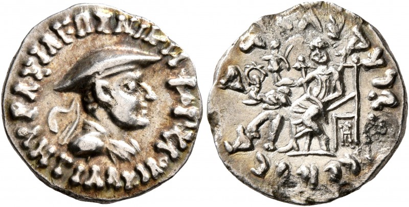 BAKTRIA, Indo-Greek Kingdom. Antialkidas, circa 130-120 BC. Drachm (Silver, 15 m...