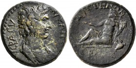 LYDIA. Saitta. Pseudo-autonomous issue. Assarion (Orichalcum, 20 mm, 7.37 g, 12 h), time of Marcus Aurelius, 161-180. IЄPA CYNKΛHTOC Draped bust of th...