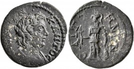 LYDIA. Saitta. Pseudo-autonomous issue. Assarion (Bronze, 22 mm, 7.12 g, 12 h), time of Gallienus, 253-268. IЄPA CYNKΛHTOC Draped bust of the Roman Se...
