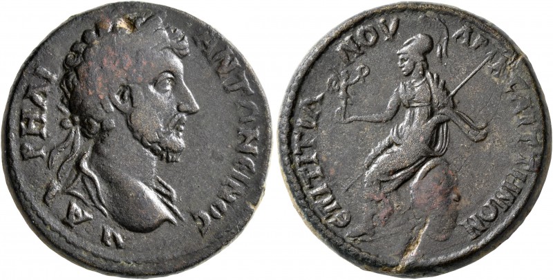 LYDIA. Saitta. Marcus Aurelius, 161-180. Tetrassarion (Bronze, 26 mm, 16.19 g, 6...