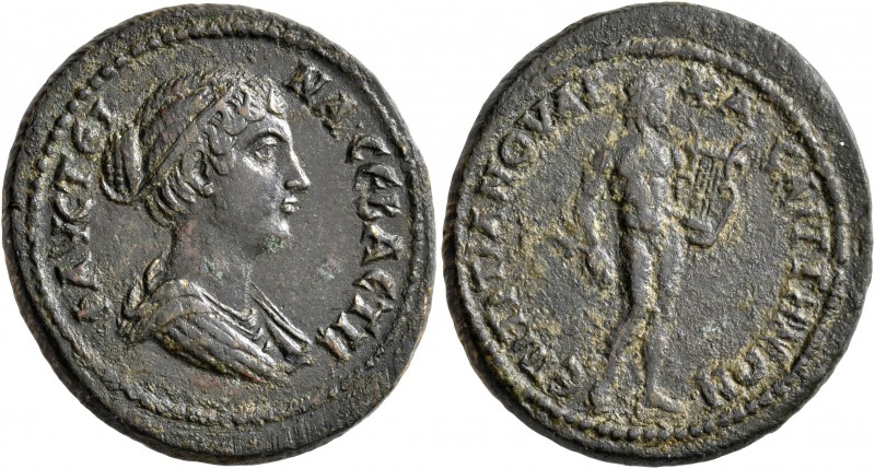 LYDIA. Saitta. Faustina Junior, Augusta, 147-175. Tetrassarion (Bronze, 27 mm, 1...