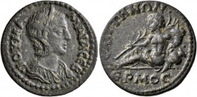 LYDIA. Saitta. Julia Mamaea, Augusta, 222-235. Assarion (Bronze, 22 mm, 5.53 g, 7 h). IOY MAMAIA CЄB Diademed and draped bust of Julia Mamaea to right...