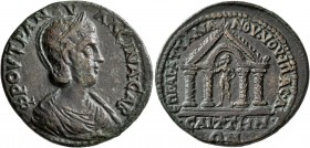LYDIA. Saitta. Tranquillina, Augusta, 241-244. Tetrassarion (Orichalcum, 30 mm, 14.02 g, 6 h), Aur. Ail. Attalianos, first archon for the second time ...
