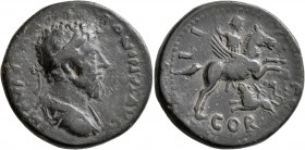 CORINTHIA. Corinth. Marcus Aurelius, 161-180. Triassarion (Bronze, 27 mm, 13.00 g, 7 h). IMP M AVR ANTONINVS AVG Laureate, draped and cuirassed bust o...