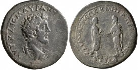 PONTUS. Amasia. Marcus Aurelius, 161-180. Hexassarion (?) (Bronze, 37 mm, 26.38 g, 7 h), CY 164 = 161/2. AYT•KAIC•M•AYP•ANTΩNINOC•CЄB Bare-headed, dra...