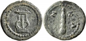 BITHYNIA. Cius. Pseudo-autonomous issue. Hemiassarion (Bronze, 17 mm, 3.09 g, 1 h), circa 1st century AD. Lyre. Rev. KIA-NΩN Club. BMC -. RG -. RPC -....