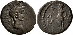MYSIA. Lampsacus. Augustus, 27 BC-AD 14. 1/3 Assarion (?) (Bronze, 16 mm, 2.91 g, 12 h). CЄBACTOY Laureate head of Augustus (?) to right. Rev. Λ-Α/Μ-Ψ...