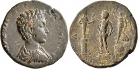 TROAS. Ilium. Commodus, as Caesar, 166-177. Diassarion (Bronze, 27 mm, 11.87 g, 7 h), circa 175-177. Λ ΑY ΚΟΜΟΔΟС ΚΑΙ ΓЄΡ СЄ Υ Bare-headed, draped and...