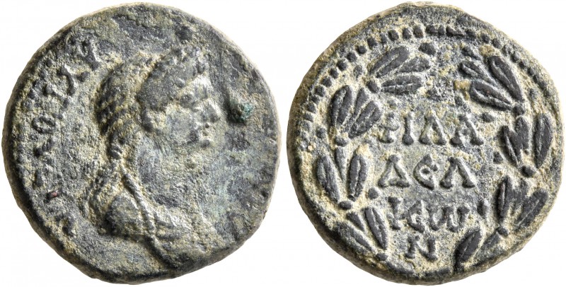 LYDIA. Philadelphia. Domitia, Augusta, 82-96. Assarion (Bronze, 19 mm, 6.03 g, 6...