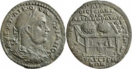 LYDIA. Thyateira. Valerian I, 253-260. Medallion (Bronze, 39 mm, 15.24 g, 7 h), Okt... Artemidoros, strategos. AYT•K•Π•ΛIK•OYAΛЄPIANOC• Laureate, drap...