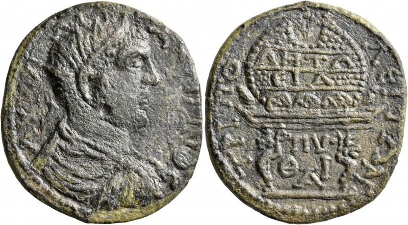 LYDIA. Tripolis. Gallienus, 253-268. Tetrassarion (Bronze, 32 mm, 13.35 g, 6 h)....