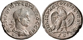 SYRIA, Seleucis and Pieria. Antioch. Trebonianus Gallus, 251-253. Tetradrachm (Billon, 25 mm, 10.21 g, 12 h), 251. AYTOK K Γ OYIB TPЄB ΓAΛΛOC CЄB Laur...