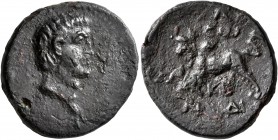 PHOENICIA. Aradus. Mark Antony, 44-30 BC. Assarion (Bronze, 23 mm, 7.49 g, 12 h), CY 222 = 38/7 BC. Bare head of Mark Antony to right. Rev. CωM - CKB ...