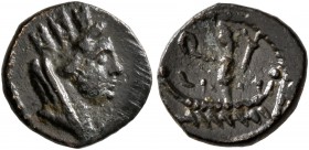 PHOENICIA. Tyre. Pseudo-autonomous issue. AE (Bronze, 11 mm, 0.74 g, 7 h), circa 1st-early 2nd century AD. Turreted, veiled and draped bust of the cit...