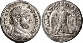 PHOENICIA. Tyre. Caracalla, 198-217. Tetradrachm (Silver, 25 mm, 14.39 g, 12 h), 209-212. ΑΥΤ ΚΑΙ ΑΝΤωΝΙΝΟC CЄ Laureate and draped bust of Caracalla t...