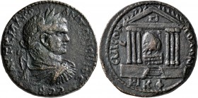 MESOPOTAMIA. Edessa. Caracalla, 198-217. Pentassarion (Orichalcum, 30 mm, 25.29 g, 1 h), CY 528 = 216/7. AYT K M AYP ANTΩNЄINOC Laureate, draped and c...