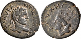 MESOPOTAMIA. Edessa. Elagabalus, 218-222. Hemiassarion (Bronze, 18 mm, 2.96 g, 6 h). M AYP ANTωNЄINOC Laureate head of Elagabalus to right. Rev. ЄTYXH...