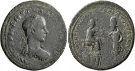 MESOPOTAMIA. Edessa. Gordian III, with Abgar X Phraates, 238-244. 'Sestertius' (Bronze, 34 mm, 19.91 g, 11 h). AYTOK K M ANT ΓOPΔIANOC CЄB Laureate, d...