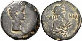EGYPT. Alexandria. Augustus, 27 BC-AD 14. Diobol (Bronze, 24 mm, 11.30 g, 1 h), RY 40 = 10/11 AD. Laureate head of Augustus to right. Rev. [EY]ΘH-NIA ...