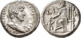 EGYPT. Alexandria. Hadrian, 117-138. Tetradrachm (Billon, 23 mm, 13.53 g, 12 h), RY 18 = 133/4. AYT KAIC TPAIAN AΔPIANOC CЄB Laureate, draped and cuir...