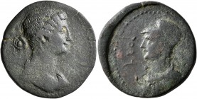SYRTICA. Oea. Tiberius, 14-37. Diassarion (Bronze, 25 mm, 7.92 g, 3 h), for Livia, circa 22-24. Draped bust of Livia to right. Rev. WY'T (in Neo-Punic...
