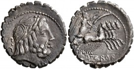 Q. Antonius Balbus, 83-82 BC. Denarius (Silver, 18 mm, 3.84 g, 7 h), Rome. Laureate head of Jupiter to right; behind, S•C. Rev. Q•ANTO•BALB / [PR] Vic...