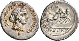 C. Annius T.f. T.n, 82-81 BC. Denarius (Silver, 20 mm, 4.03 g, 12 h), mint in northern Italy or Spain. C ANNI T•F•T•N• PRO•COS•EX•S•C Diademed and dra...
