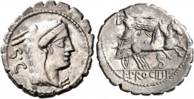 L. Procilius, 80 BC. Denarius (Silver, 19 mm, 3.66 g, 8 h), Rome. Head of Juno Sospita to right, wearing goat-skin headdress; behind, S•C. Rev. L•PROC...