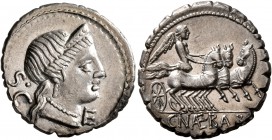 C. Naevius Balbus, 79 BC. Denarius (Silver, 19 mm, 4.04 g, 1 h), Rome. Diademed head of Venus to right, wearing earring and pearl necklace; behind, S•...