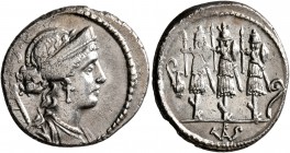 Faustus Cornelius Sulla, 56 BC. Denarius (Silver, 18 mm, 3.82 g, 5 h), Rome. Laureate, diademed and draped bust of Venus to right; behind, scepter; ab...