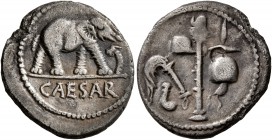 Julius Caesar, 49-44 BC. Denarius (Silver, 17 mm, 3.63 g, 12 h), mint moving with Caesar in Gallia Narbonensis or Hispania Citerior, 49-48 BC. CAESAR ...